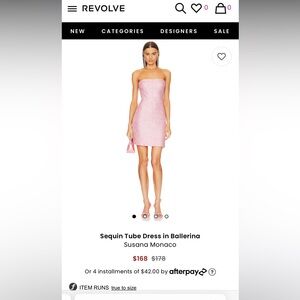 Revolve pink sparkly sequin tube dress by Susana Monaco